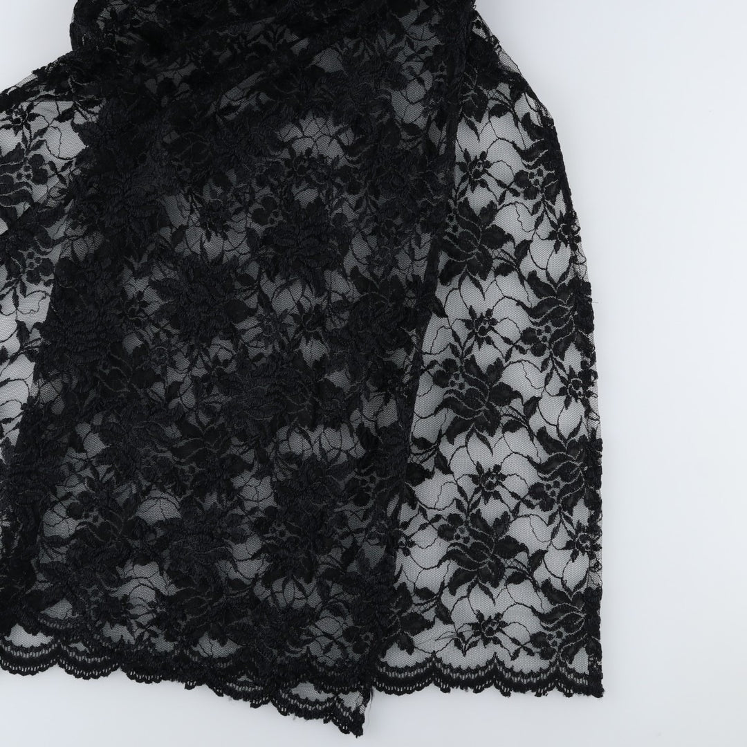 Midi-length, all-over lace, short-sleeved, fitted dress, women's size S. unclear black type Vintage Second Hand