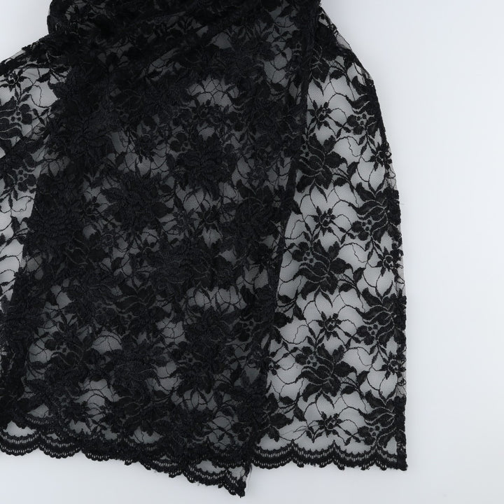 Midi-length, all-over lace, short-sleeved, fitted dress, women's size S. unclear black type Vintage Second Hand