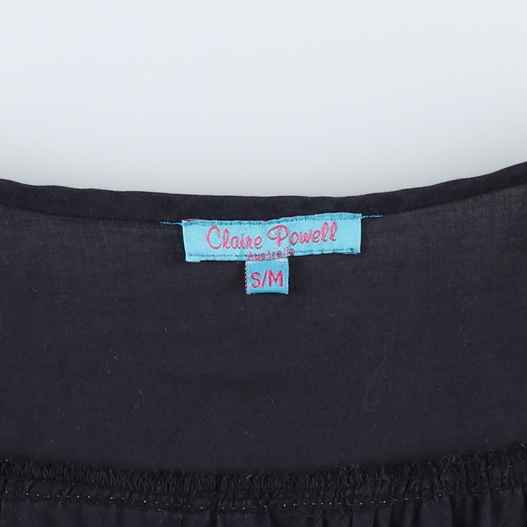 Claire Powell Midi-Length Sequined Tiered Sleeveless Flare Dress (Women's Size M) cotton black type Vintage Second Hand