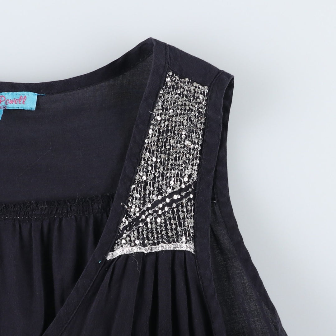 Claire Powell Midi-Length Sequined Tiered Sleeveless Flare Dress (Women's Size M) cotton black type Vintage Second Hand