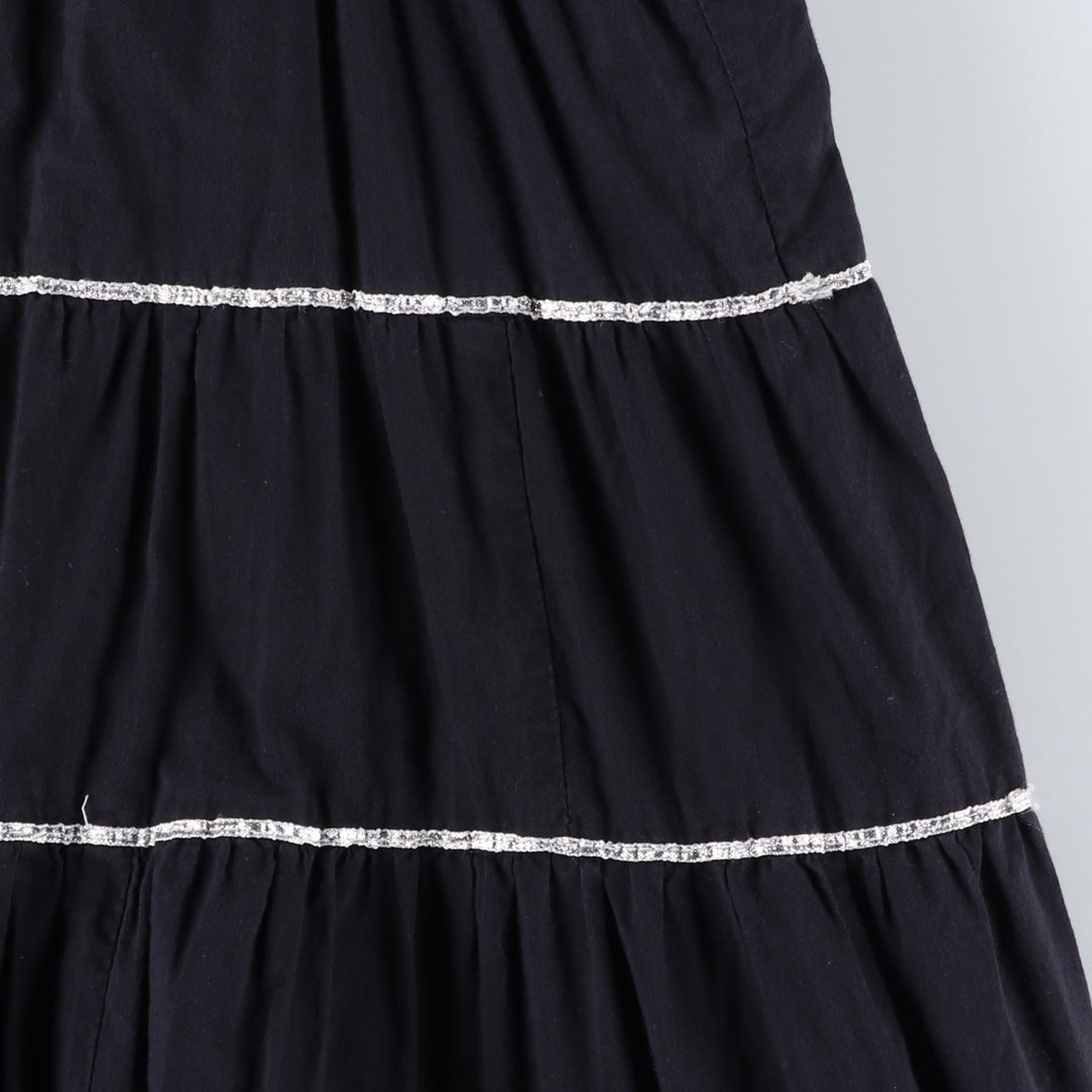 Claire Powell Midi-Length Sequined Tiered Sleeveless Flare Dress (Women's Size M) cotton black type Vintage Second Hand