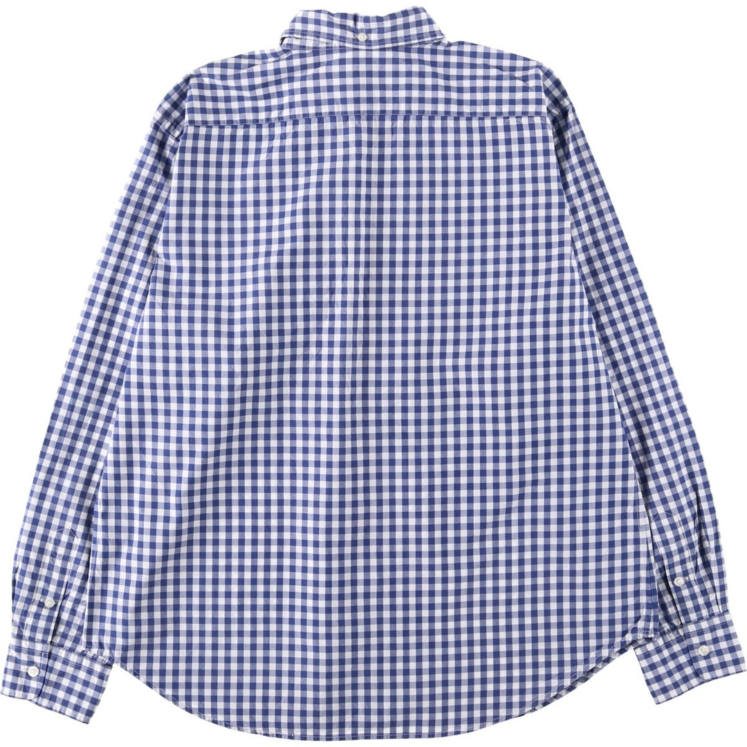 Ralph Lauren gingham check long-sleeved button-down shirt, women's size XL (approx.) cotton blue type Vintage Second Hand