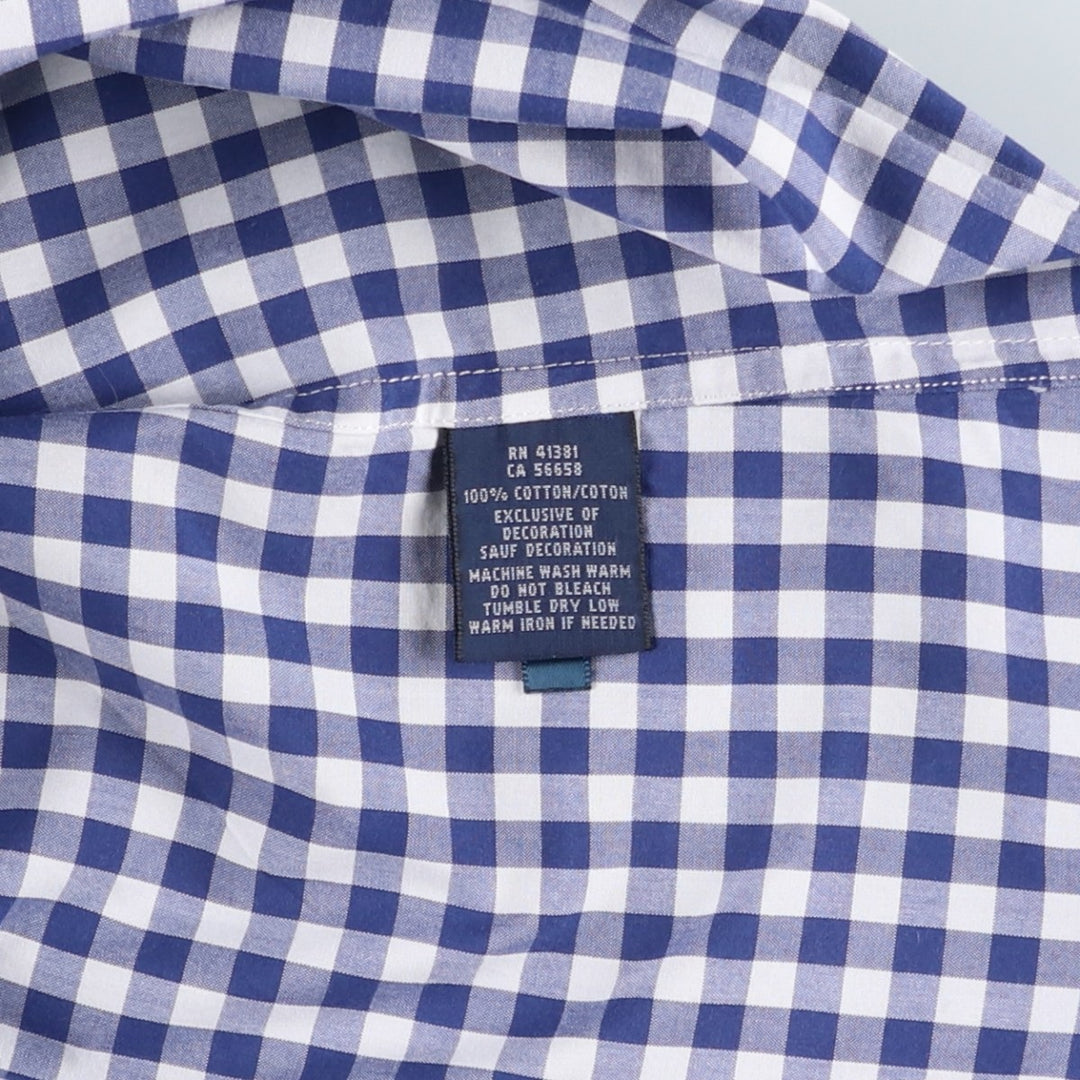Ralph Lauren gingham check long-sleeved button-down shirt, women's size XL (approx.) cotton blue type Vintage Second Hand