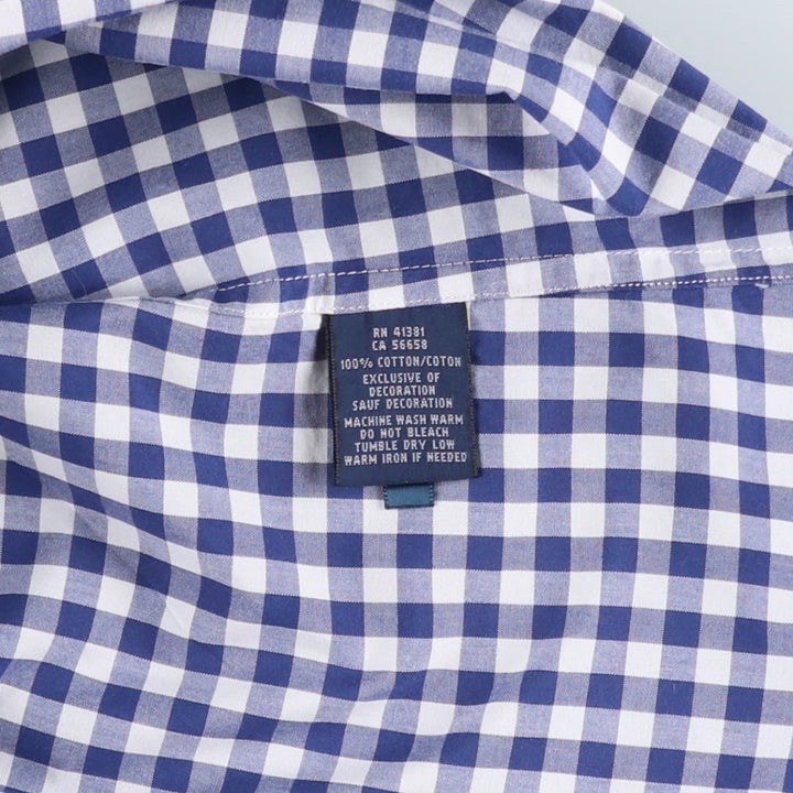 Ralph Lauren gingham check long-sleeved button-down shirt, women's size XL (approx.) cotton blue type Vintage Second Hand