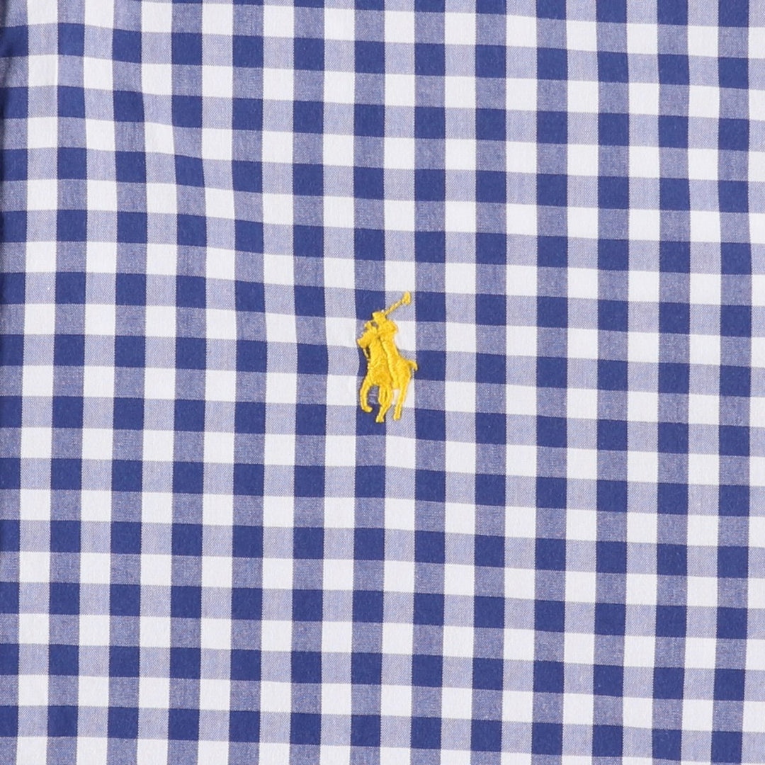 Ralph Lauren gingham check long-sleeved button-down shirt, women's size XL (approx.) cotton blue type Vintage Second Hand