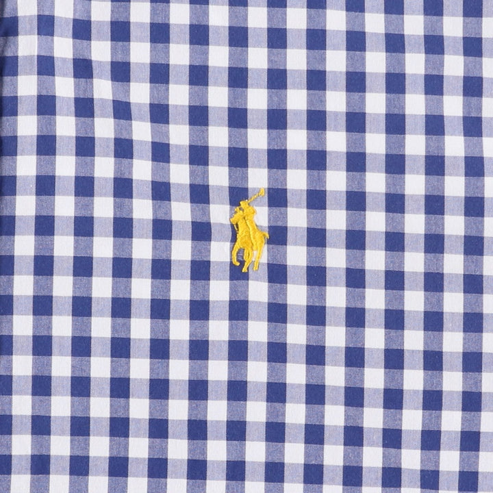 Ralph Lauren gingham check long-sleeved button-down shirt, women's size XL (approx.) cotton blue type Vintage Second Hand