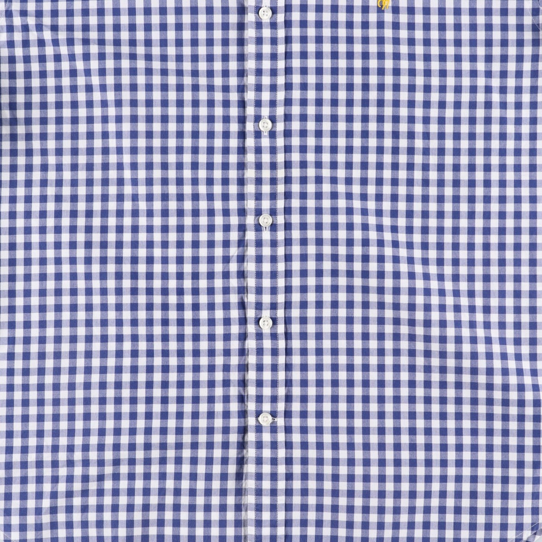 Ralph Lauren gingham check long-sleeved button-down shirt, women's size XL (approx.) cotton blue type Vintage Second Hand