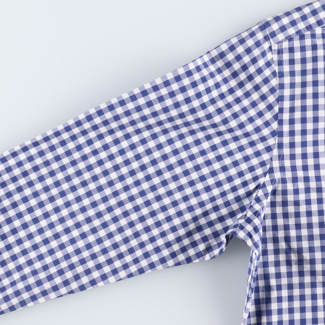 Ralph Lauren gingham check long-sleeved button-down shirt, women's size XL (approx.) cotton blue type Vintage Second Hand