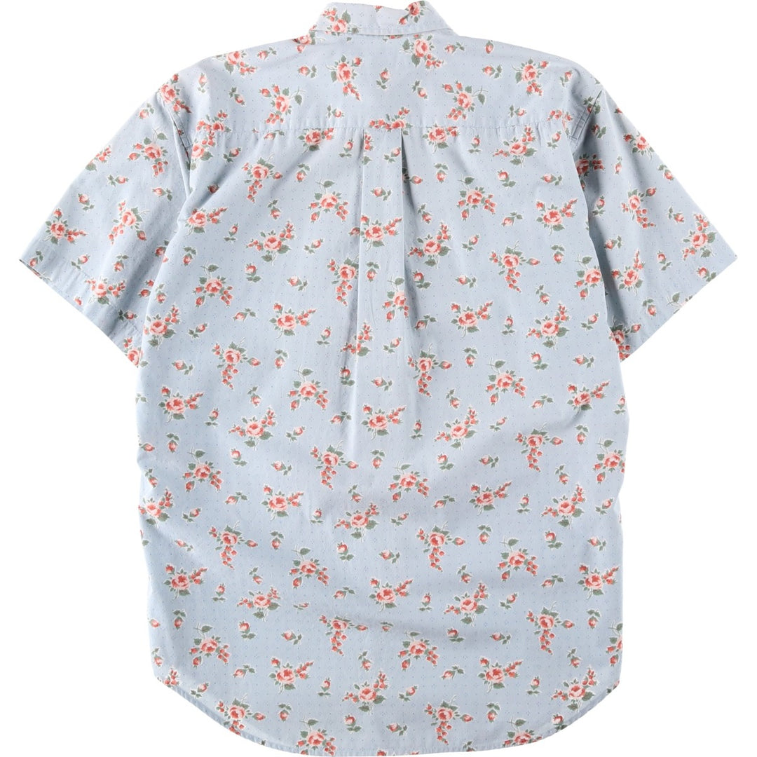 Ralph Lauren floral print short-sleeved cotton shirt, women's size L (approx.) cotton Blue type light blue Vintage Second Hand