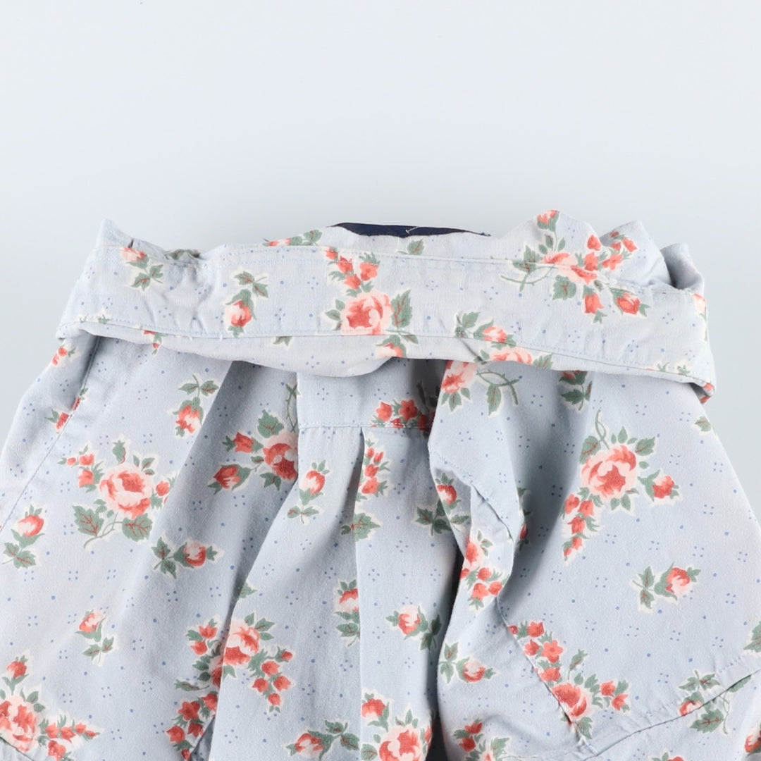 Ralph Lauren floral print short-sleeved cotton shirt, women's size L (approx.) cotton Blue type light blue Vintage Second Hand