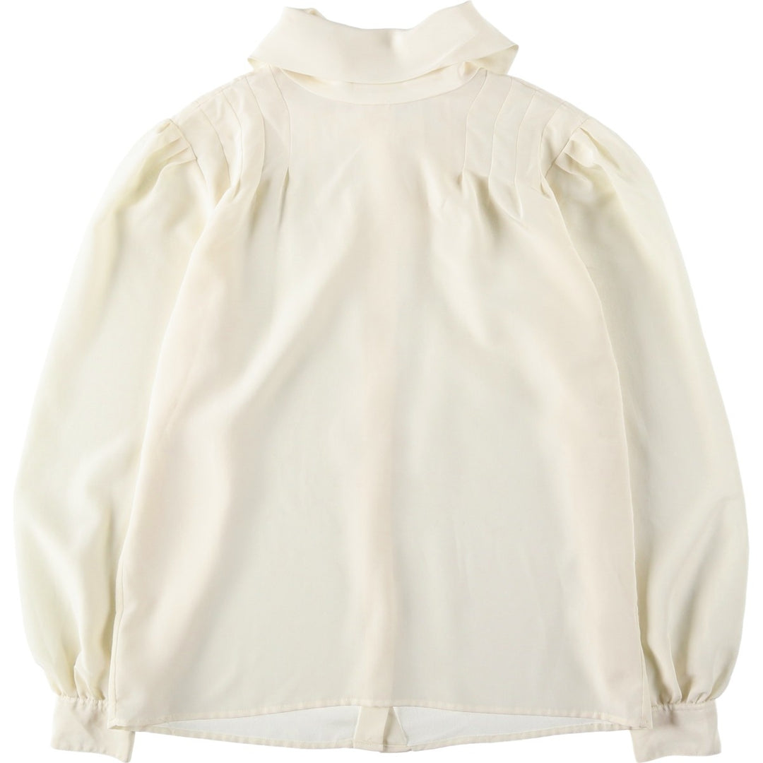 Liz Claiborne Puff Sleeve Long Sleeve Bow Tie Blouse (Women's Size M) polyester unbleached Vintage Second Hand