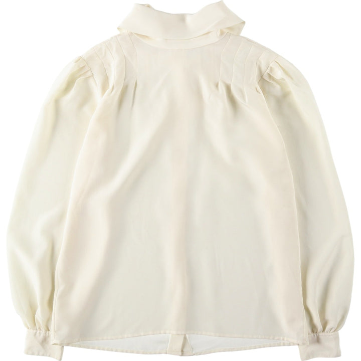 Liz Claiborne Puff Sleeve Long Sleeve Bow Tie Blouse (Women's Size M) polyester unbleached Vintage Second Hand