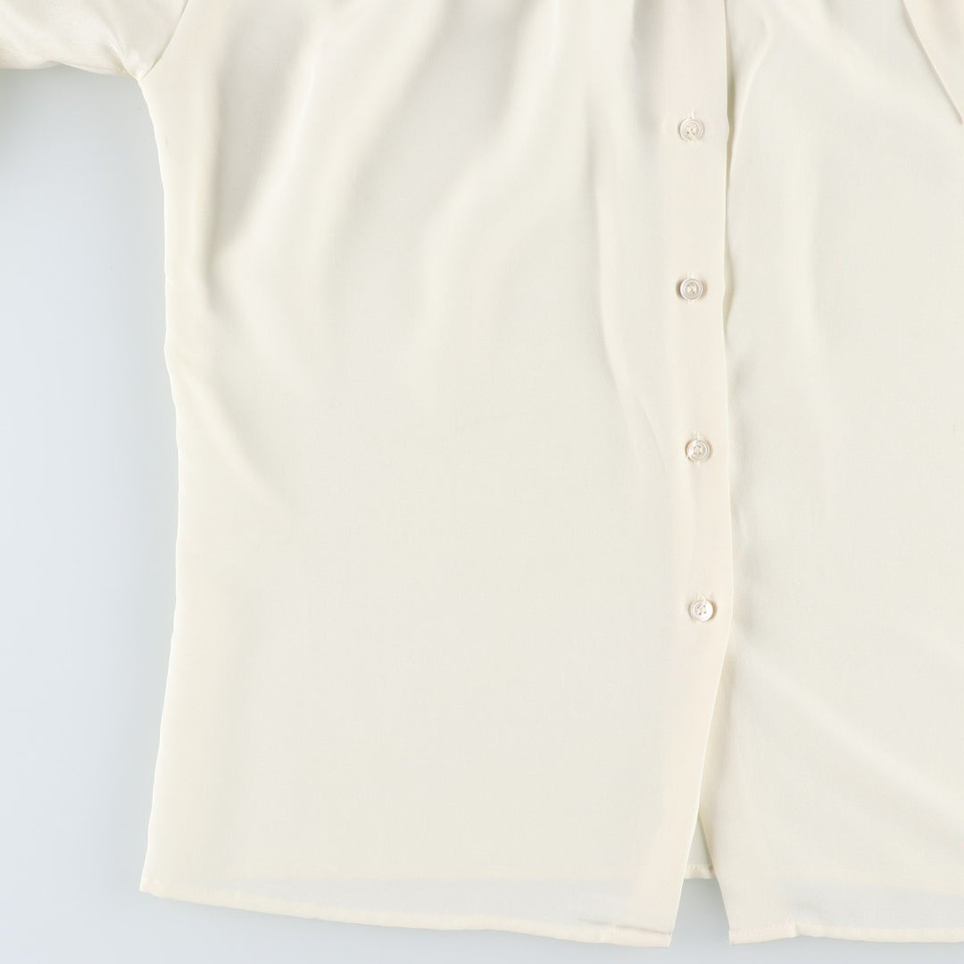 Liz Claiborne Puff Sleeve Long Sleeve Bow Tie Blouse (Women's Size M) polyester unbleached Vintage Second Hand