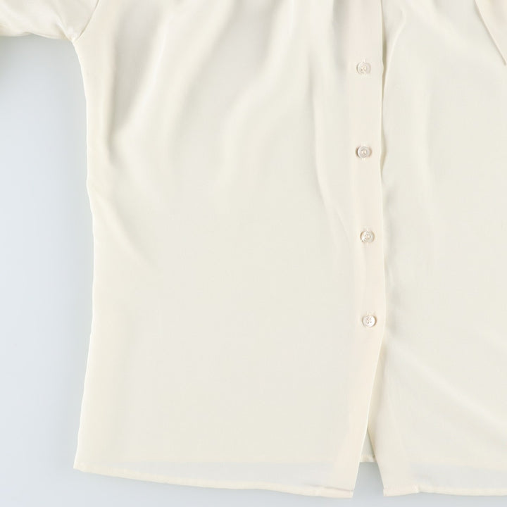 Liz Claiborne Puff Sleeve Long Sleeve Bow Tie Blouse (Women's Size M) polyester unbleached Vintage Second Hand