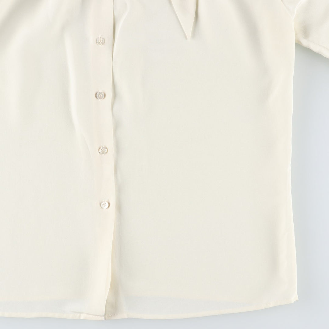 Liz Claiborne Puff Sleeve Long Sleeve Bow Tie Blouse (Women's Size M) polyester unbleached Vintage Second Hand