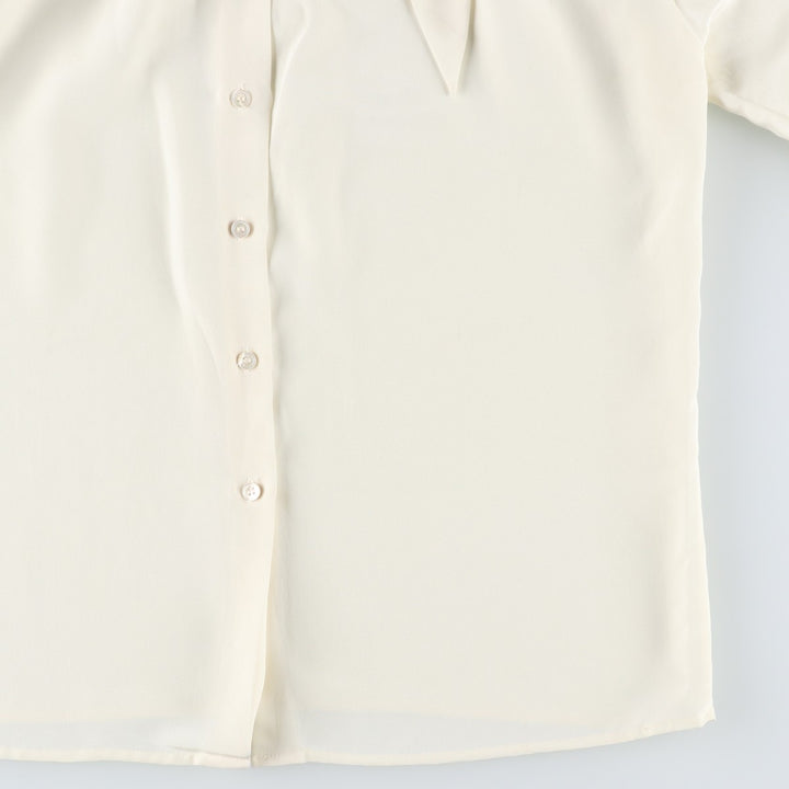Liz Claiborne Puff Sleeve Long Sleeve Bow Tie Blouse (Women's Size M) polyester unbleached Vintage Second Hand