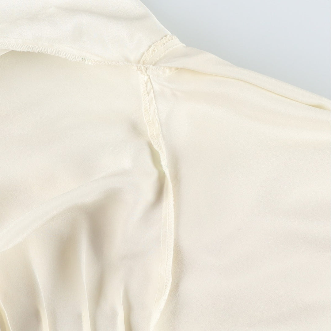 Liz Claiborne Puff Sleeve Long Sleeve Bow Tie Blouse (Women's Size M) polyester unbleached Vintage Second Hand