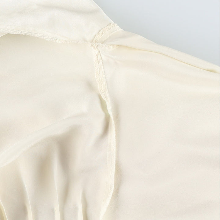 Liz Claiborne Puff Sleeve Long Sleeve Bow Tie Blouse (Women's Size M) polyester unbleached Vintage Second Hand