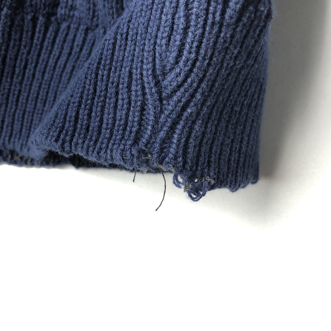 90'S Ralph Lauren CHAPS Cable Knit Cotton Sweater, Made in USA, Men's Size L (approx.), Vintage cotton navy blue type Vintage Second Hand