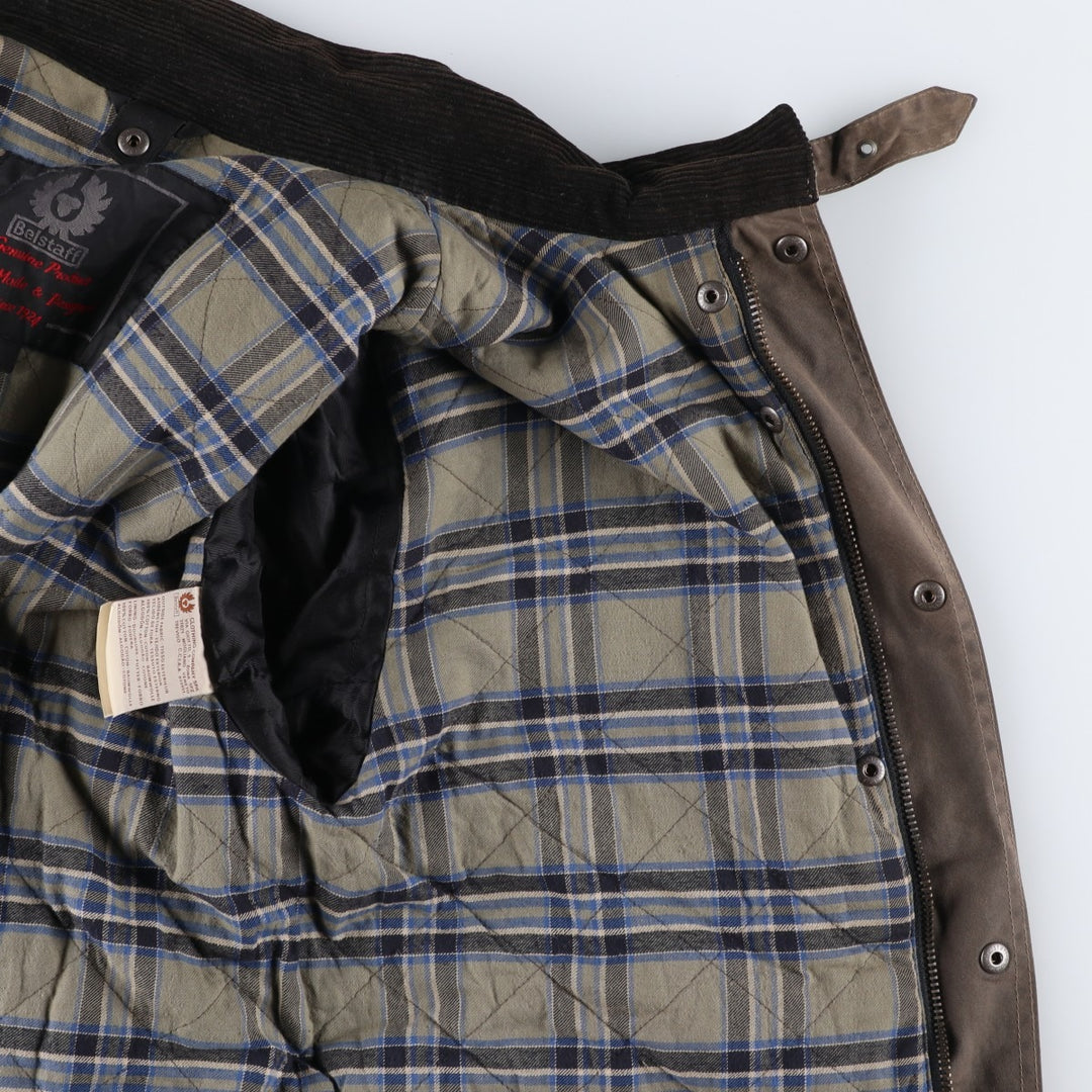 Belstaff padded waxed cotton oiled jacket, made in the UK, men's size XL cotton Khaki type Vintage Second Hand