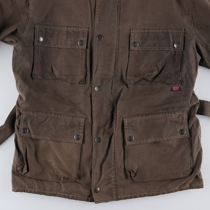 Belstaff padded waxed cotton oiled jacket, made in the UK, men's size XL cotton Khaki type Vintage Second Hand