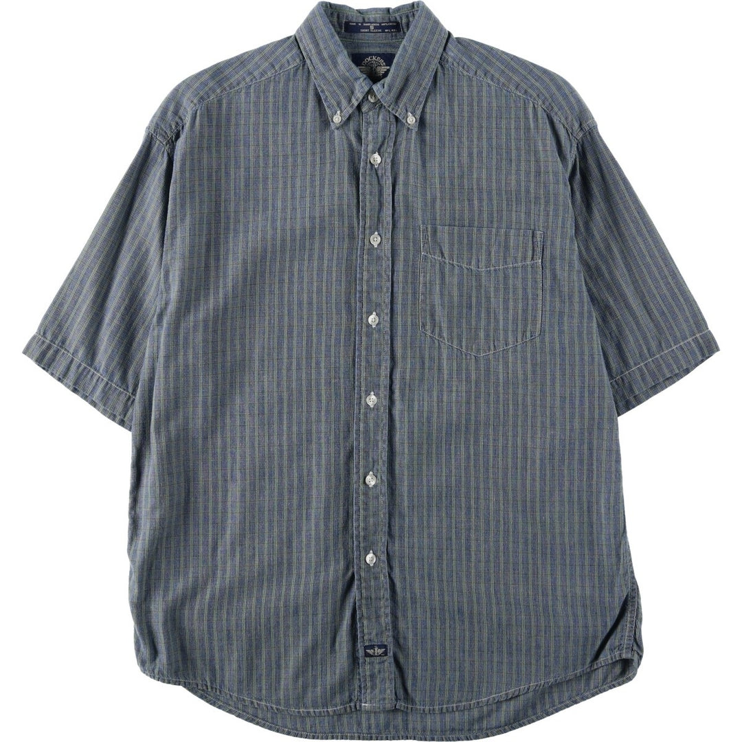 Dockers button-down short-sleeved cotton striped shirt, men's size S (approx.) cotton blue type Vintage Second Hand
