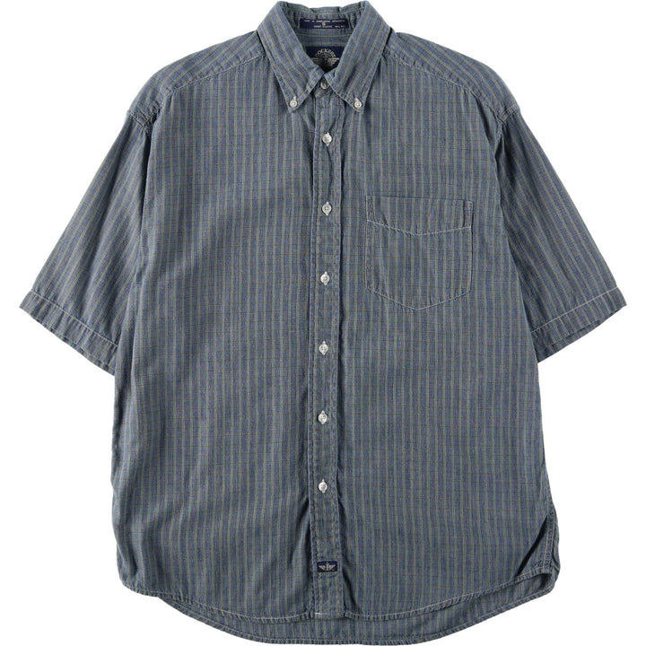 Dockers button-down short-sleeved cotton striped shirt, men's size S (approx.) cotton blue type Vintage Second Hand