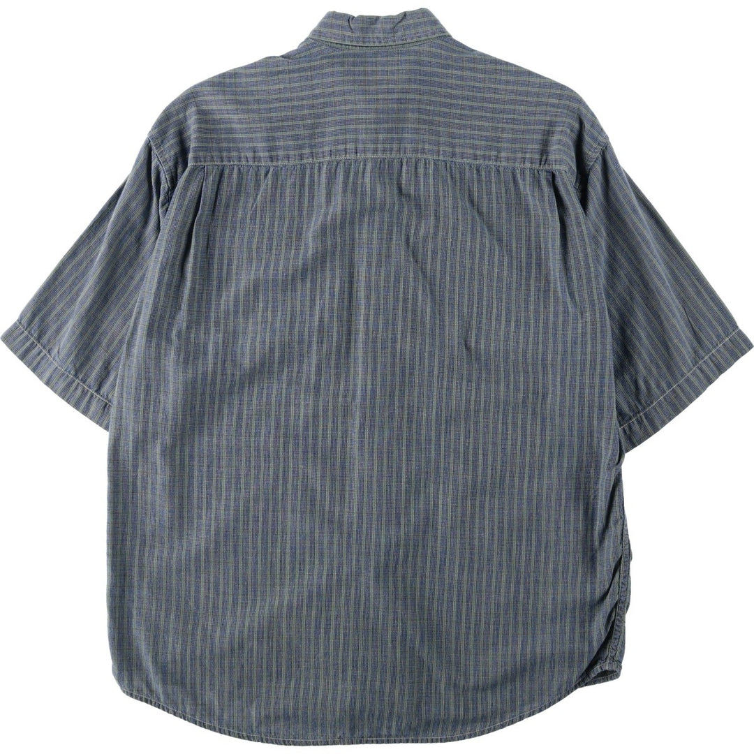 Dockers button-down short-sleeved cotton striped shirt, men's size S (approx.) cotton blue type Vintage Second Hand