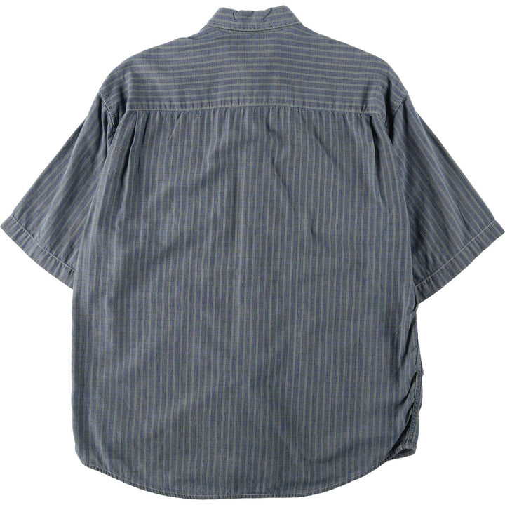 Dockers button-down short-sleeved cotton striped shirt, men's size S (approx.) cotton blue type Vintage Second Hand