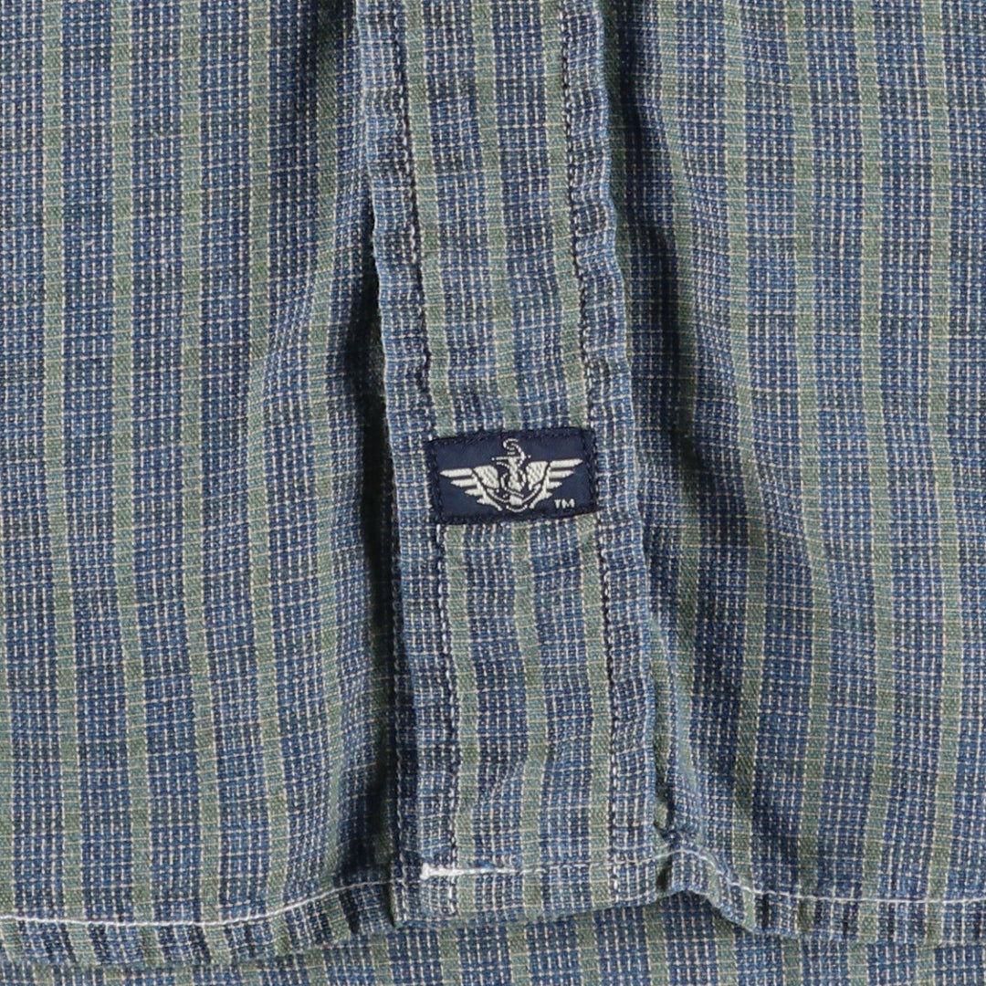 Dockers button-down short-sleeved cotton striped shirt, men's size S (approx.) cotton blue type Vintage Second Hand