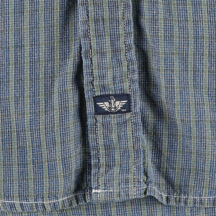 Dockers button-down short-sleeved cotton striped shirt, men's size S (approx.) cotton blue type Vintage Second Hand
