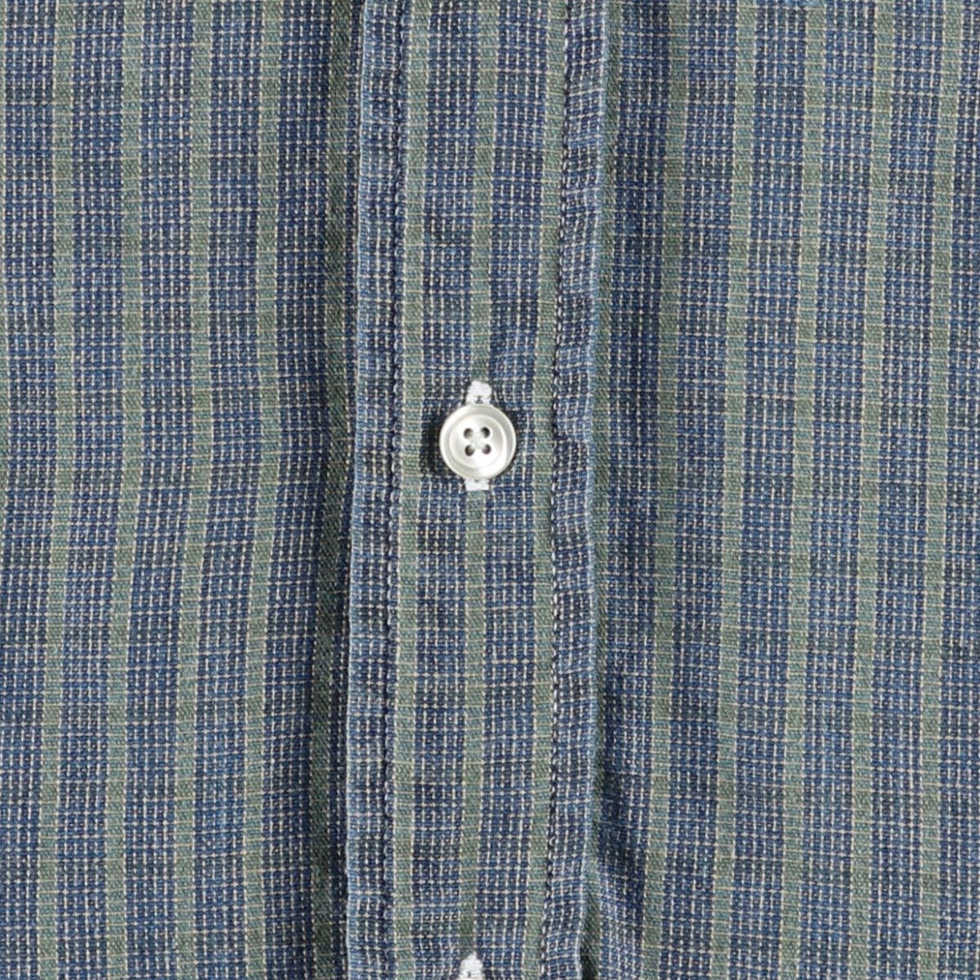 Dockers button-down short-sleeved cotton striped shirt, men's size S (approx.) cotton blue type Vintage Second Hand