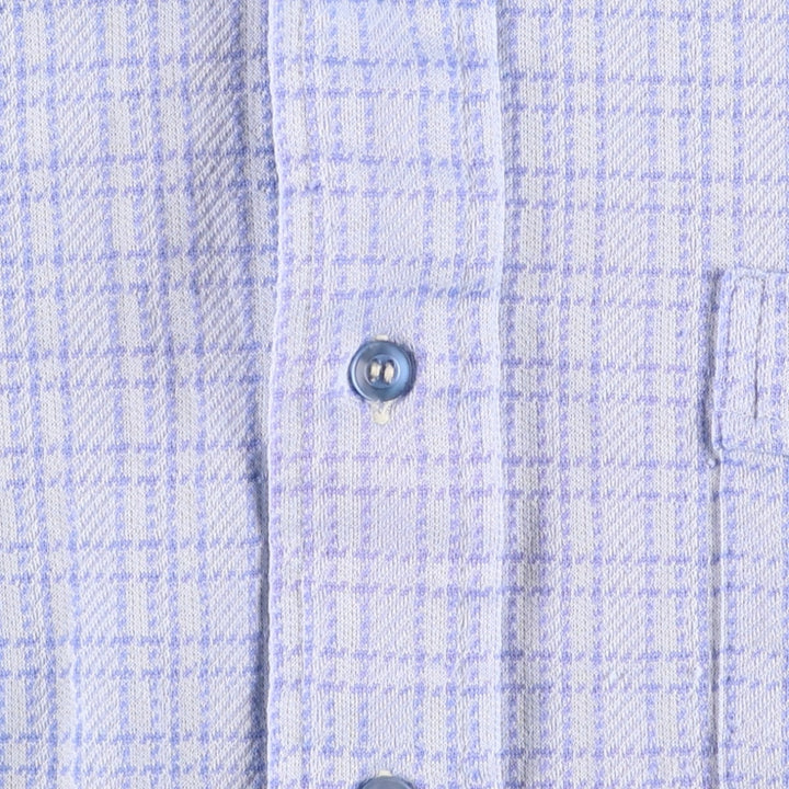 EATON'S Check Pattern Short-Sleeve Polyester Shirt, Women's Size L (approx.) polyester Blue type light blue Vintage Second Hand