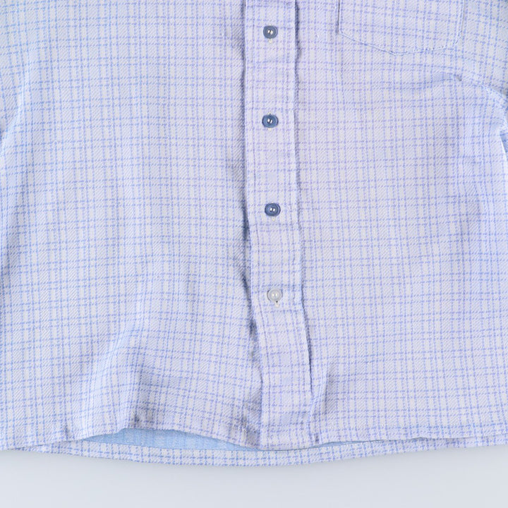 EATON'S Check Pattern Short-Sleeve Polyester Shirt, Women's Size L (approx.) polyester Blue type light blue Vintage Second Hand