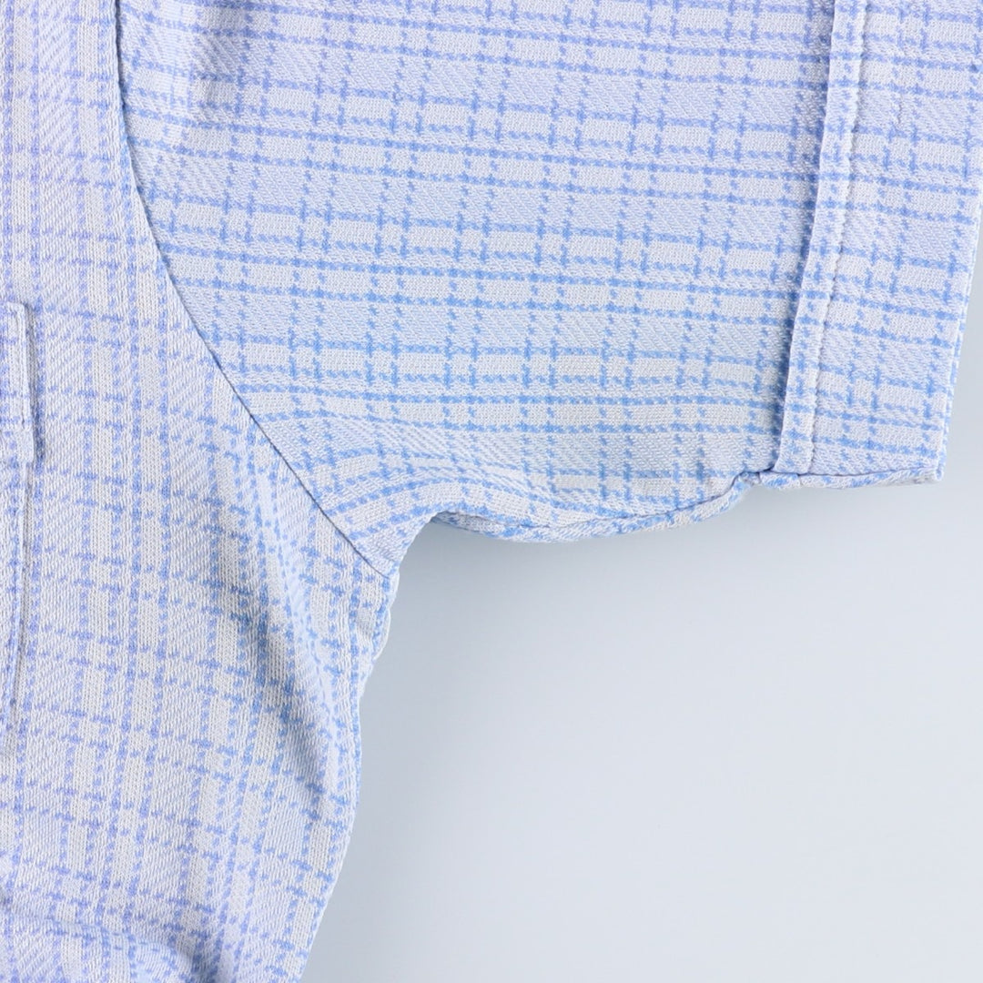 EATON'S Check Pattern Short-Sleeve Polyester Shirt, Women's Size L (approx.) polyester Blue type light blue Vintage Second Hand