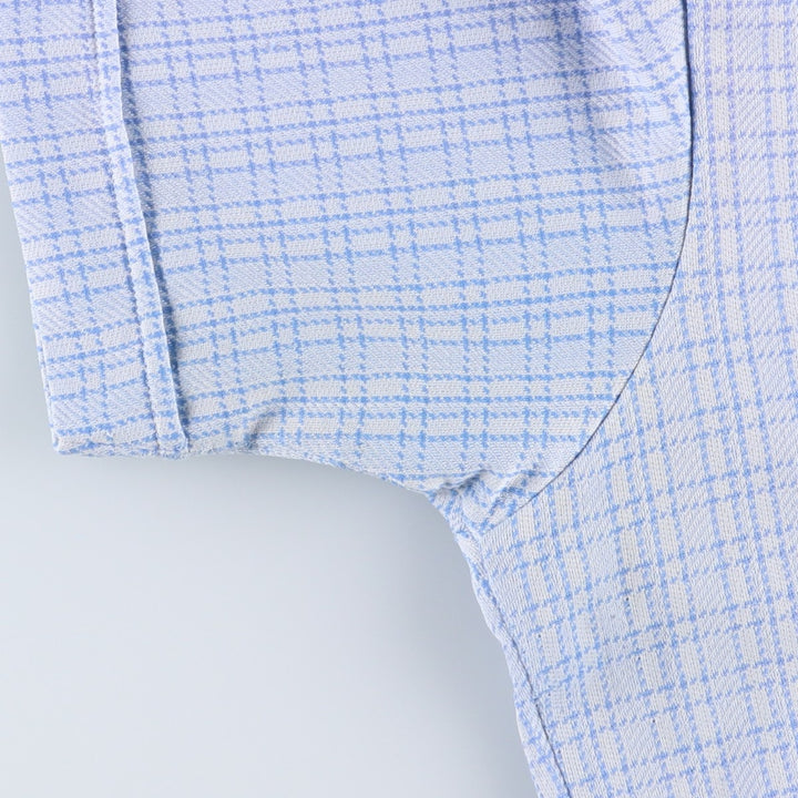 EATON'S Check Pattern Short-Sleeve Polyester Shirt, Women's Size L (approx.) polyester Blue type light blue Vintage Second Hand
