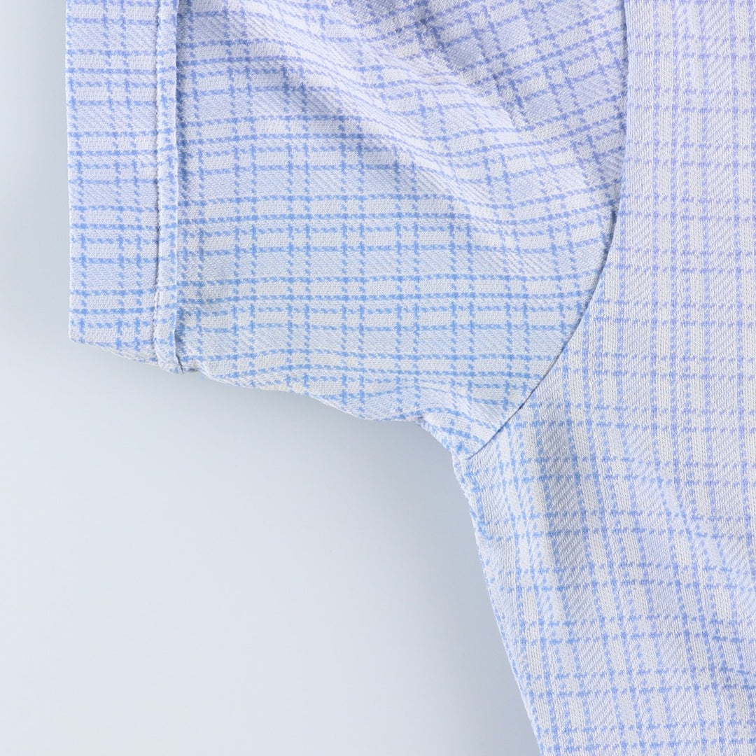 EATON'S Check Pattern Short-Sleeve Polyester Shirt, Women's Size L (approx.) polyester Blue type light blue Vintage Second Hand