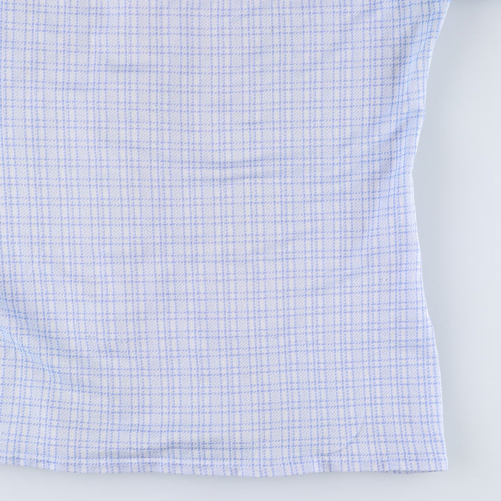 EATON'S Check Pattern Short-Sleeve Polyester Shirt, Women's Size L (approx.) polyester Blue type light blue Vintage Second Hand