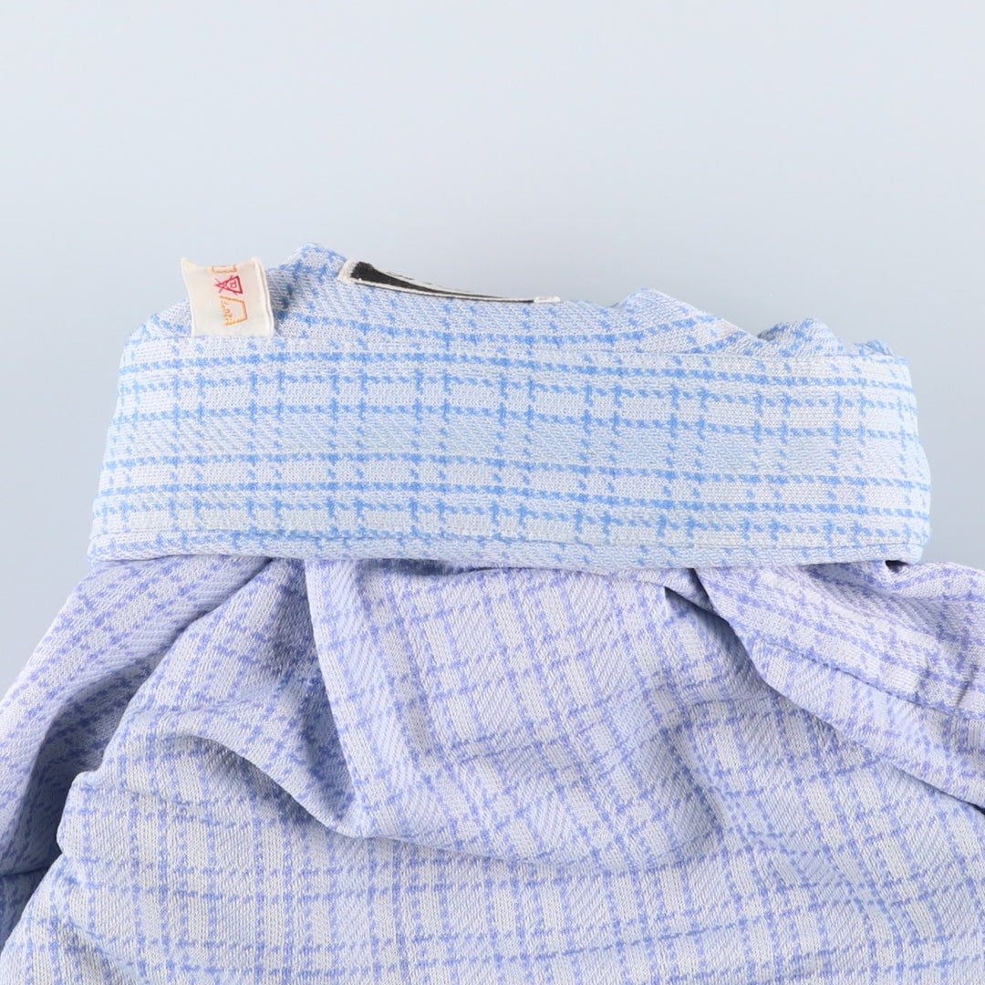 EATON'S Check Pattern Short-Sleeve Polyester Shirt, Women's Size L (approx.) polyester Blue type light blue Vintage Second Hand
