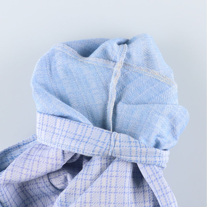 EATON'S Check Pattern Short-Sleeve Polyester Shirt, Women's Size L (approx.) polyester Blue type light blue Vintage Second Hand