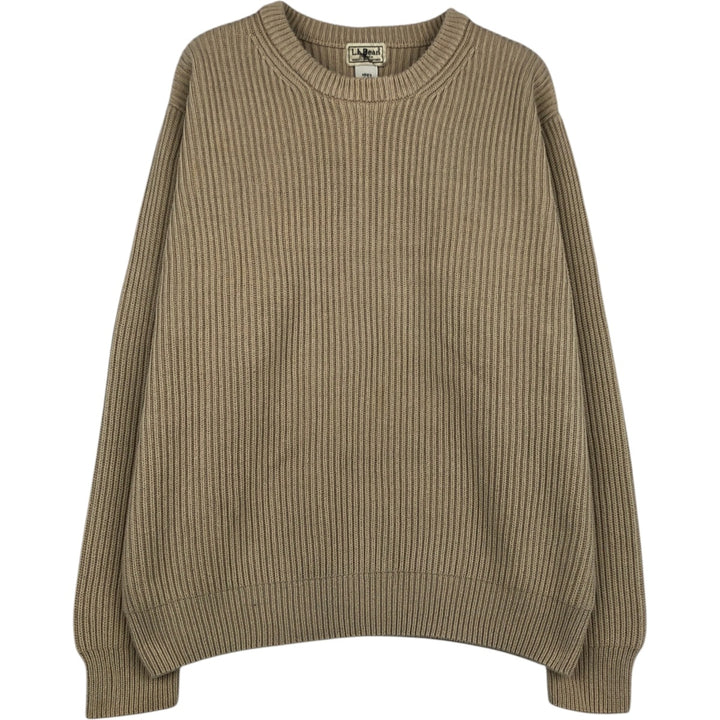 Vintage 90'S LLBean ribbed cotton knit sweater, size L, men's cotton Beige type Vintage Second Hand