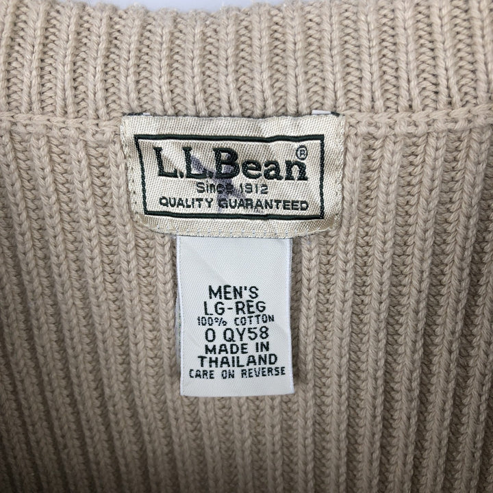 Vintage 90'S LLBean ribbed cotton knit sweater, size L, men's cotton Beige type Vintage Second Hand