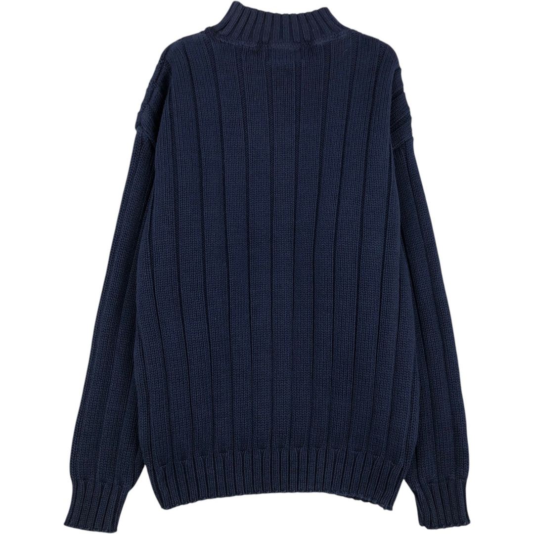Vintage 80s-90'S Eddie Bauer high-neck cotton knit sweater with black tag, size M, men's unclear navy blue type Vintage Second Hand