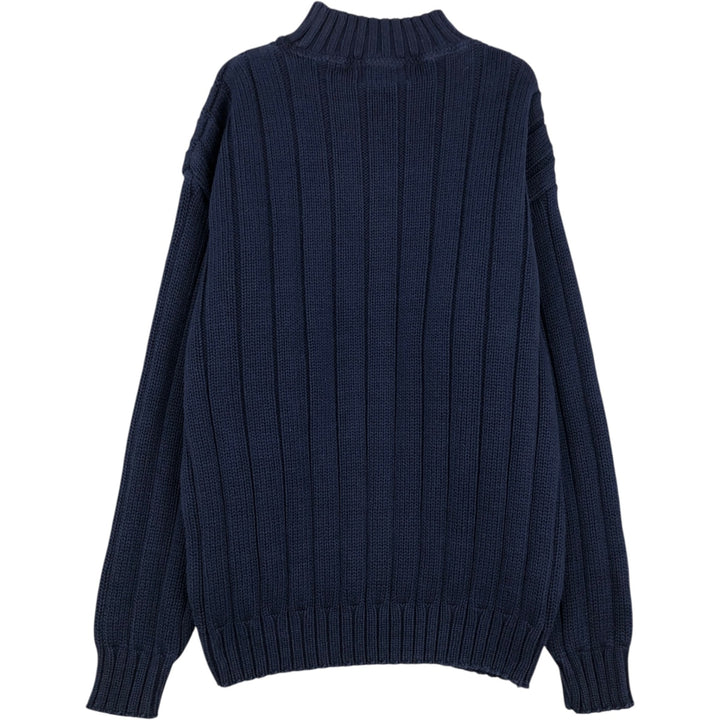 Vintage 80s-90'S Eddie Bauer high-neck cotton knit sweater with black tag, size M, men's unclear navy blue type Vintage Second Hand