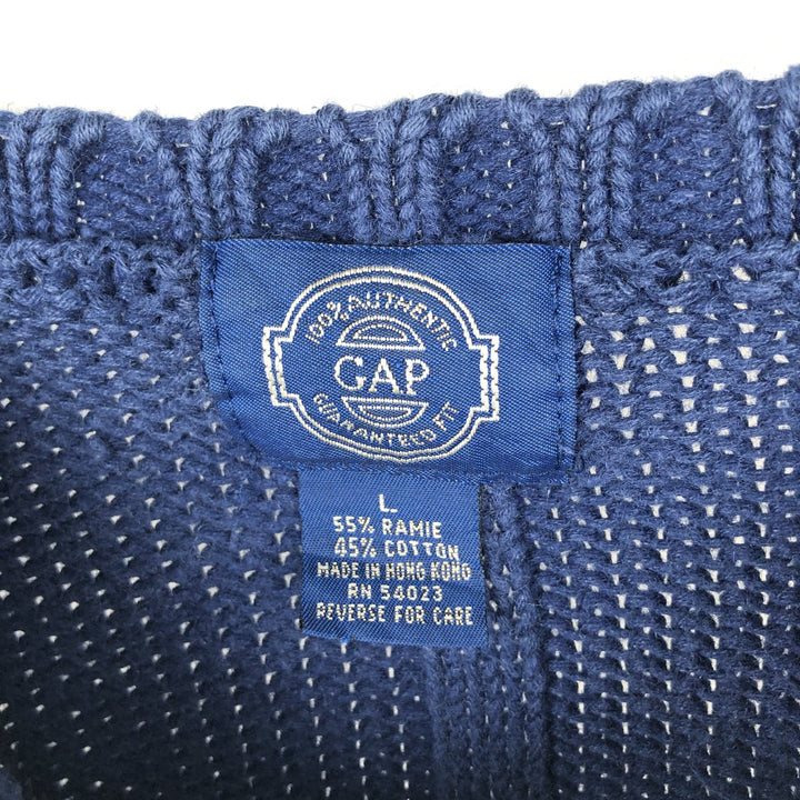Vintage 80s-90'S GAP linen knit sweater, men's size L. Lamy navy blue type Vintage Second Hand