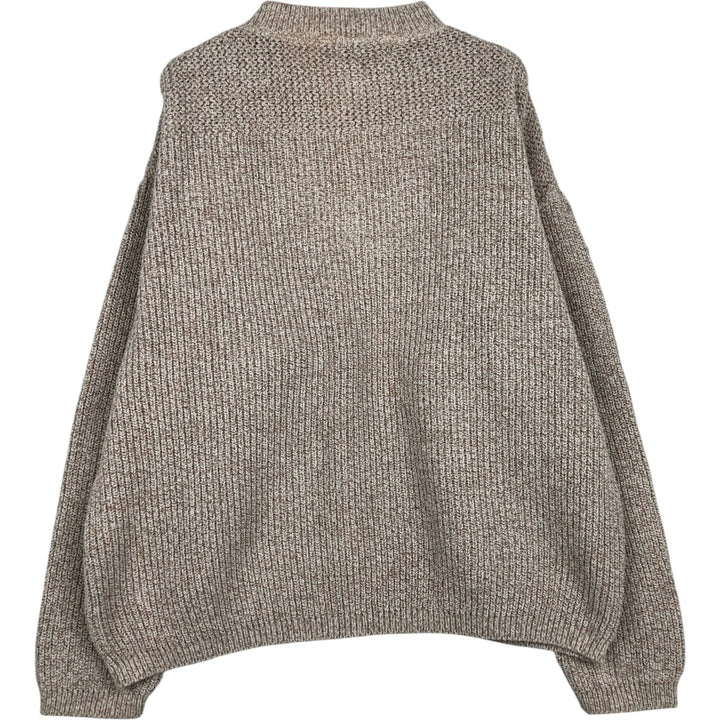 90'S Eddie Bauer Henley neck ribbed cotton knit sweater, Made in USA, Men's XL, Vintage cotton Beige type Vintage Second Hand