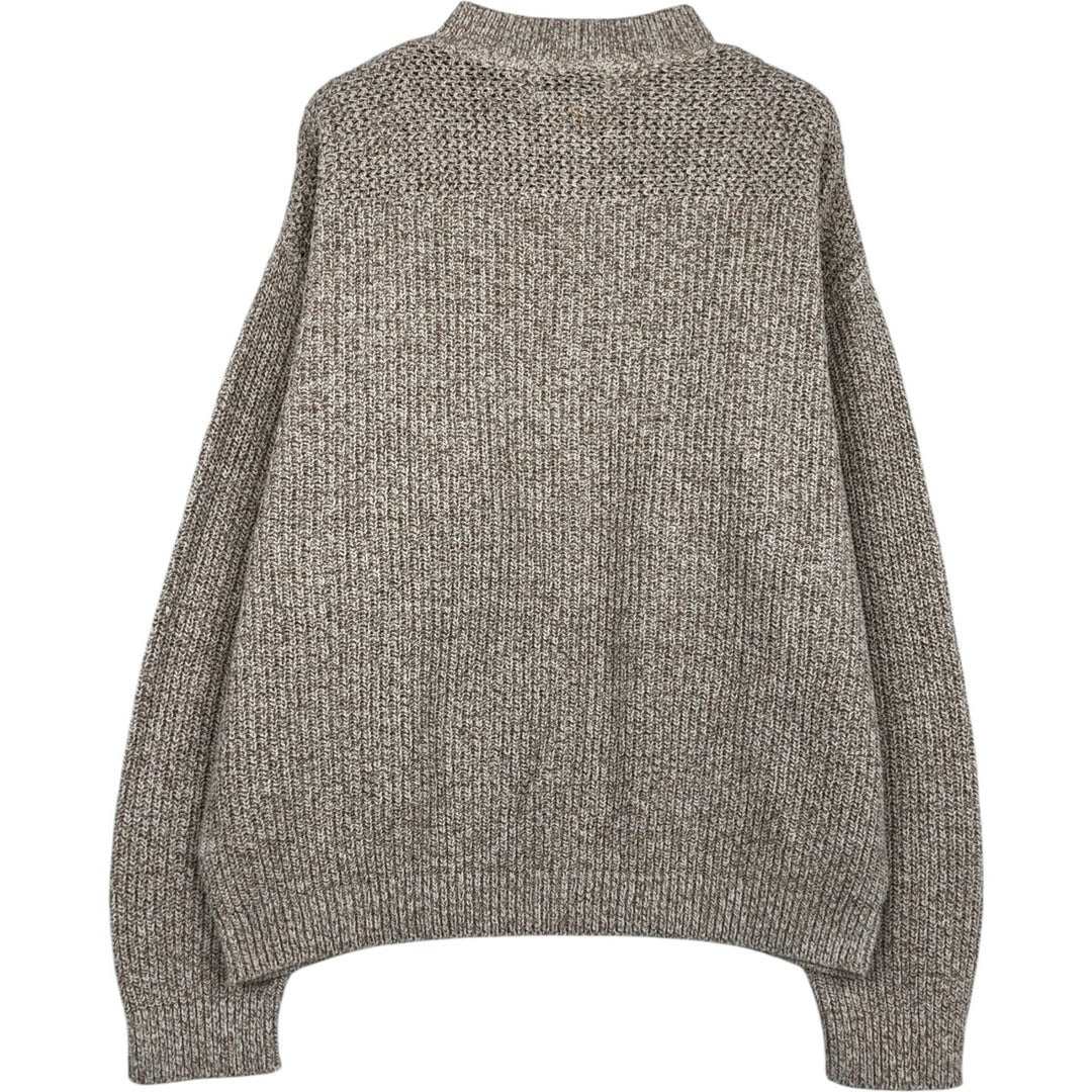 90'S Eddie Bauer ribbed henley cotton knit sweater, made in the USA, men's size L, vintage cotton Beige type Vintage Second Hand