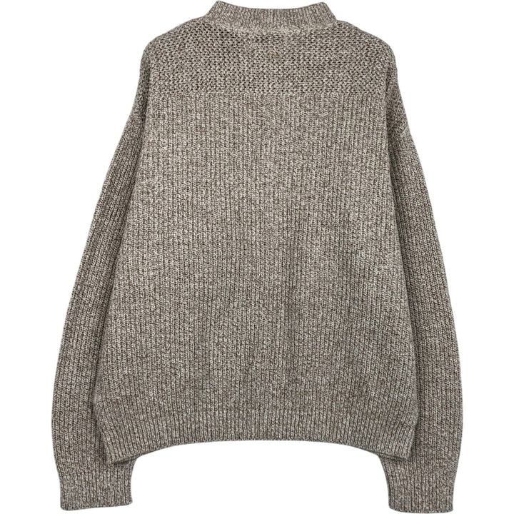 90'S Eddie Bauer ribbed henley cotton knit sweater, made in the USA, men's size L, vintage cotton Beige type Vintage Second Hand