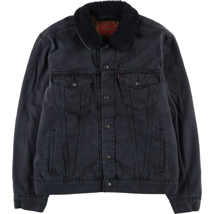 Levi's Black Denim Boa Jacket, Men's Size M cotton black type Vintage Second Hand