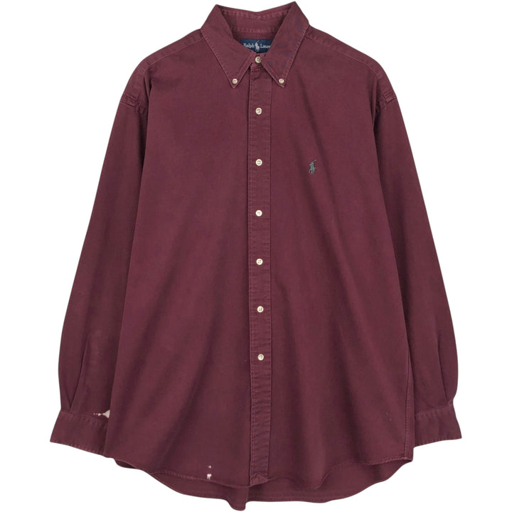 Ralph Lauren BLAKE long sleeve button down shirt, men's size L cotton red type reddish brown Vintage Second Hand